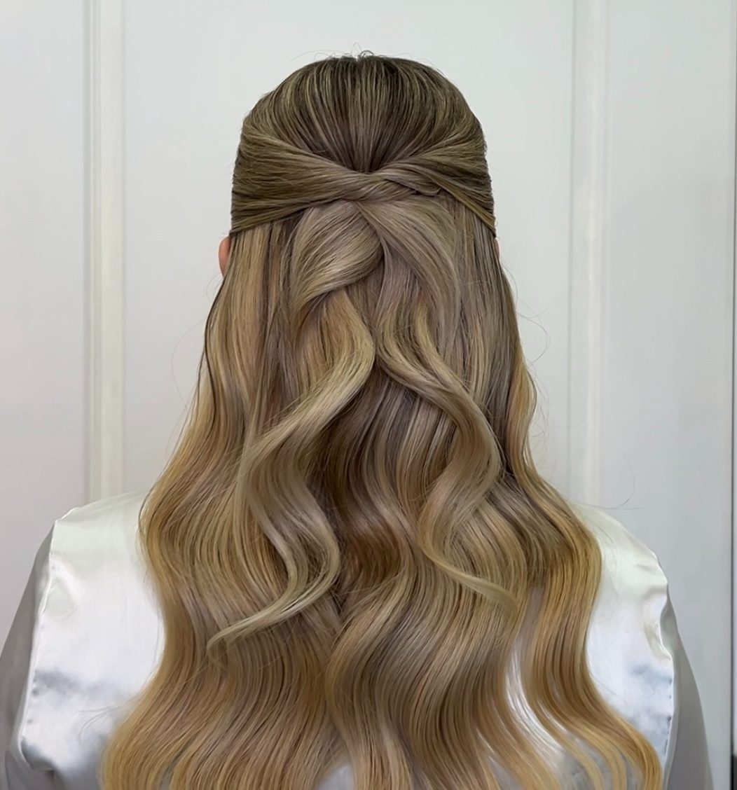 Half-up bridal style with soft waves